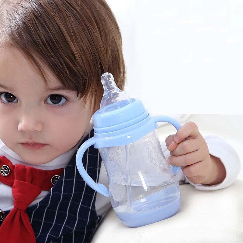 Biberon anti-colique en plastique sans BPA avec paille pour bébé, idéal pour l'eau et le jus, pour l'alimentation des nourrissons