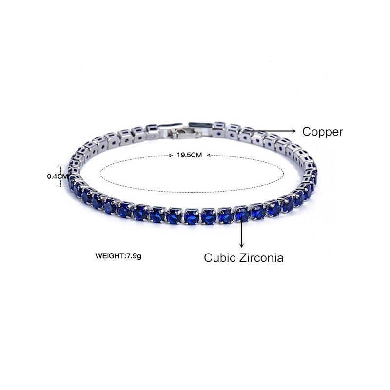Bracelets de tennis de luxe 4 mm avec diamants brillants, zircon cubique élégant, chaîne Iced Out, bracelet de mariage en cristal pour femmes et hommes en or, argent et design coloré moderne