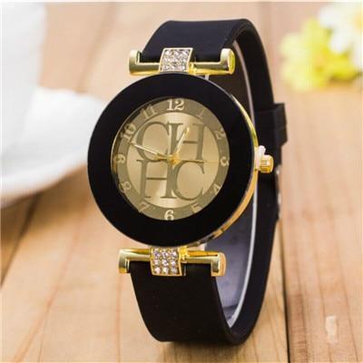 STEVVEX Montre décontractée en cuir simple à quartz pour femmes, montre-bracelet en silicone avec cristaux pour femmes et filles, couleur café