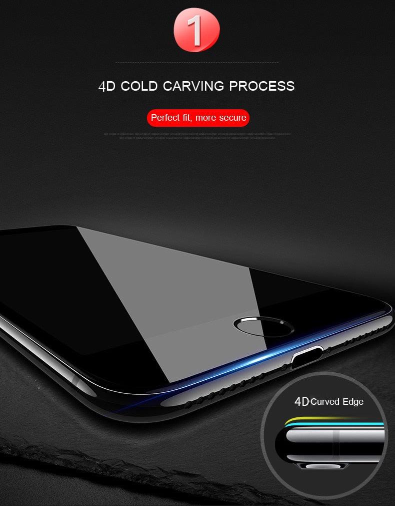 Verre Trempé Incurvé 5D 9H pour iPhone X XR XS 11 12 13 14 Pro Max 6 6S 7 8 Plus SE Mini Film de Protection d'écran Complet Dureté 9H Sans Bulles Installation Facile Film Protecteur d'écran