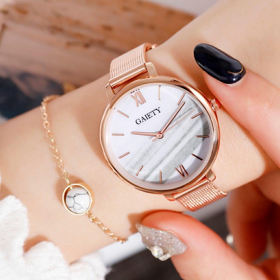 Ensemble de luxe Montre Femme Or Rose Perceuse à Eau Bracelet Montre Bijoux Dames Femme Heure Décontractée Montres à Quartz Pour Femmes et Filles