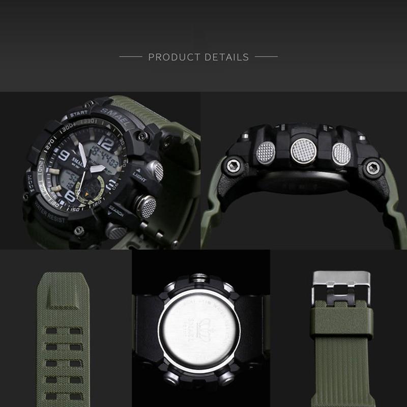 Nouvelle Montre Sport Analogique-Numérique Pour Hommes et Femmes Étanche 50M Professionnelle Quartz Grand Cadran Montre-Bracelet Militaire Avec Mode Nuit