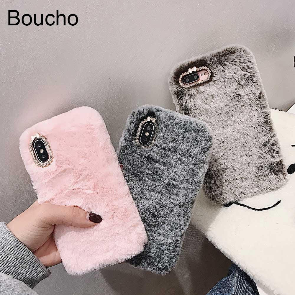 Étui cadeau Fashion Lady pour iPhone 14 13 12 XS Max XR X 11 Pro Max SE Coque chaude en fourrure duveteuse pour iPhone 6 7 8 Plus Coque de téléphone Housse arrière de protection en fourrure duveteuse