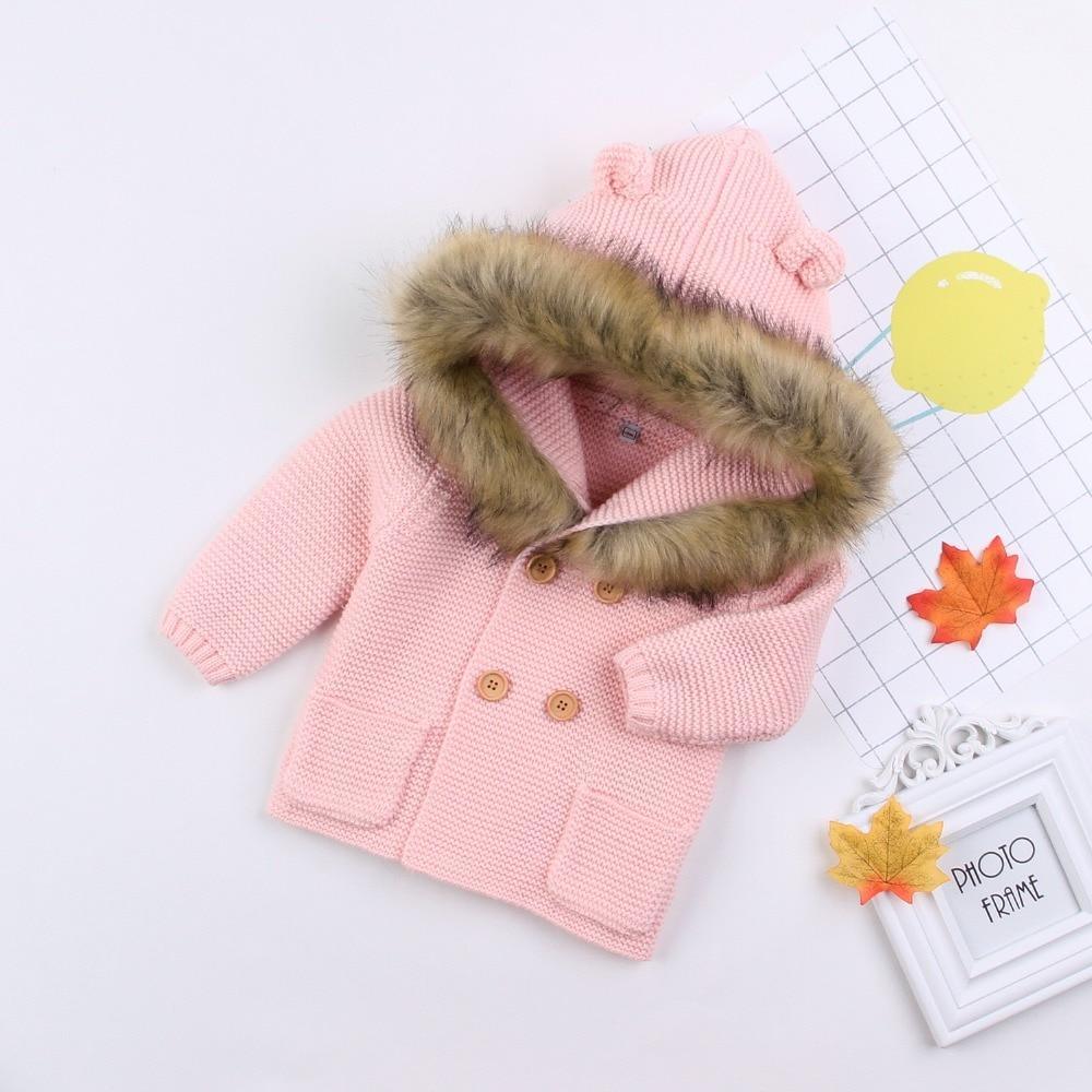 Gilet Moderne Tricoté Chaud d'Hiver à Manches Longues et Capuche pour Nouveau-né, Combinaison Veste et Manteau