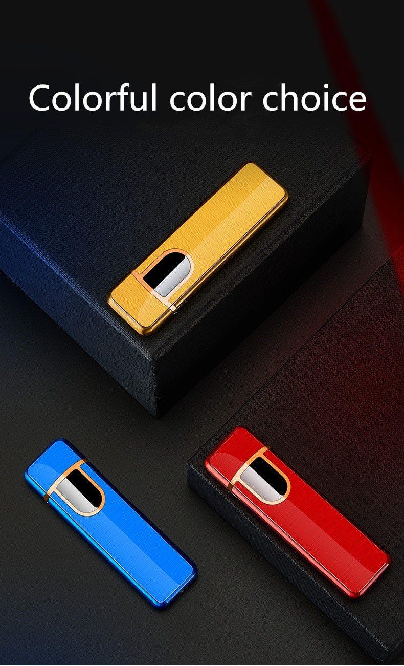 Briquet Électronique USB Moderne de Luxe, Coupe-Vent, Mince, Coloré, avec Capteur Tactile et Gravure Dragon, Idéal pour un Cadeau