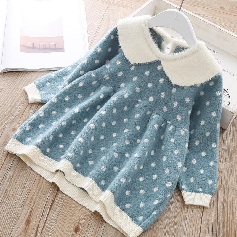 Vêtements tricotés chauds d'hiver en coton moderne pour bébés et tout-petits, hauts et robes pour filles
