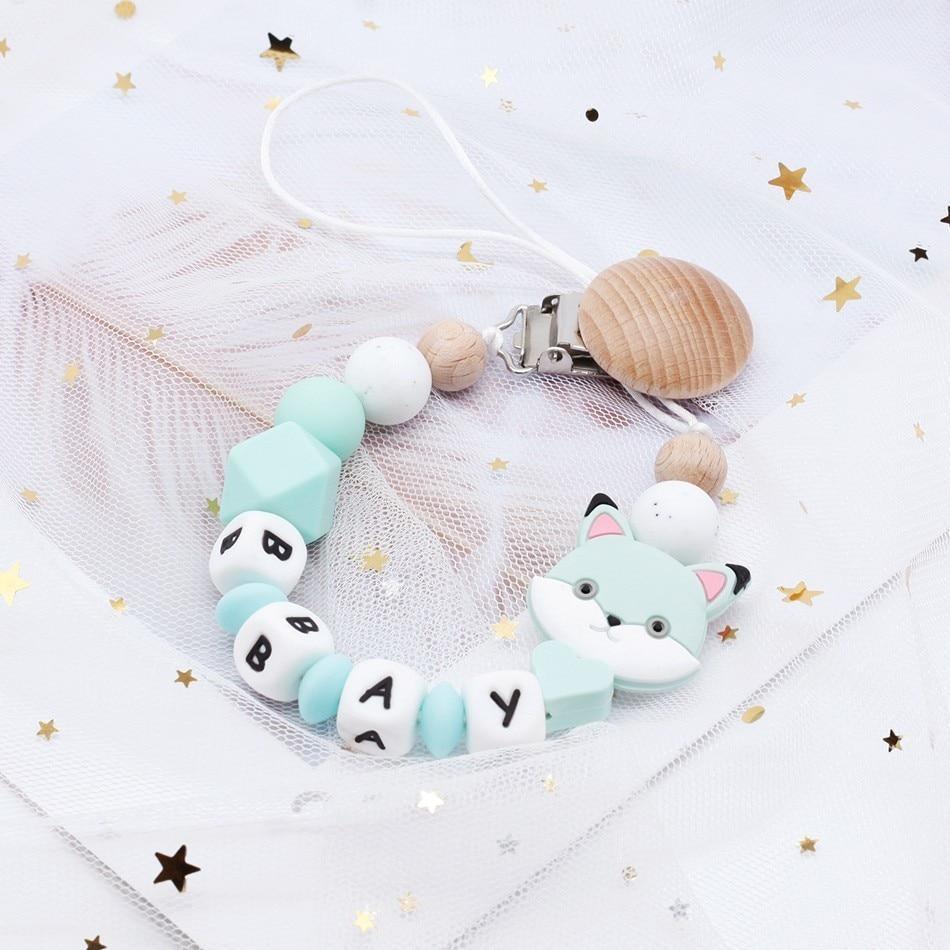 Attache-tétine moderne faite à la main en perles de silicone personnalisées, chaîne de sucette, jouets de dentition à mordiller pour bébé