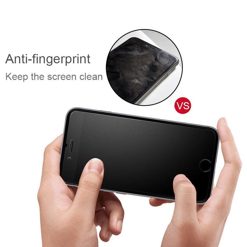 Verre mat dépoli pour iPhone 5 5s 5c SE X XS Max XR, Verre trempé 9H pour iPhone 6 6s 7 8 Plus, Étui de protection en verre, Film en verre trempé compatible avec les étuis, Protecteur d'écran en verre HD clair pour iPhone
