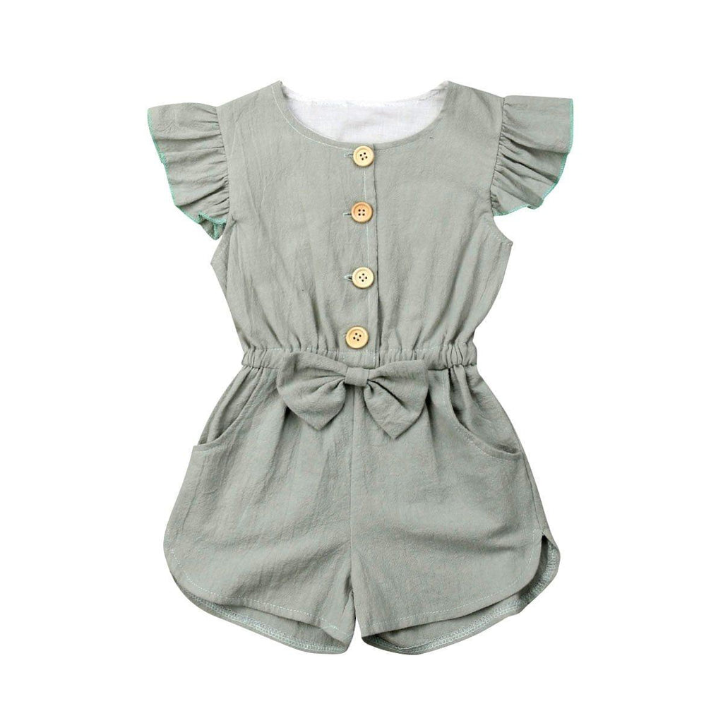 Bébé tout-petits Fille Bouton sans Manches Volants Barboteuse Combinaison Tenues pour Filles