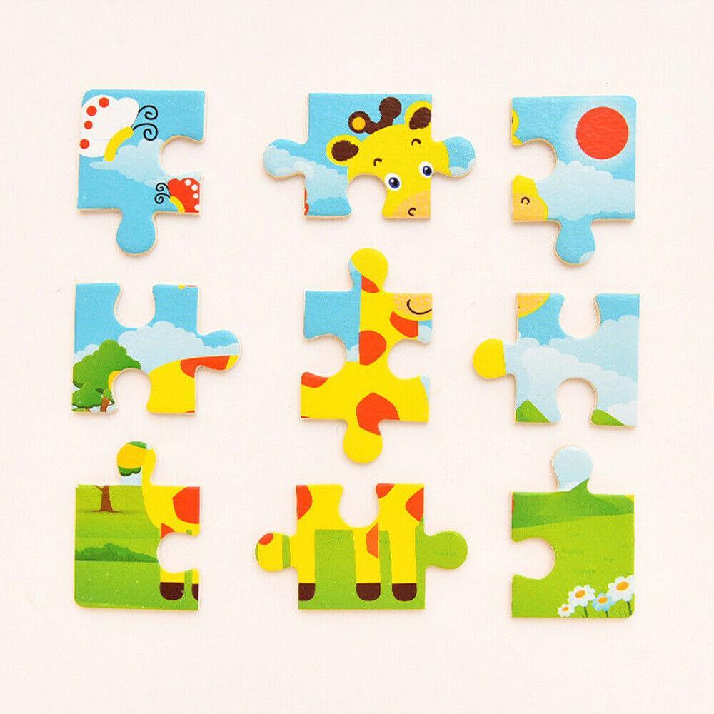 10pcs Jouets en bois pour enfants, Puzzle Animal de dessin animé, Jeux d'apprentissage précoce, Intelligence, Éducation