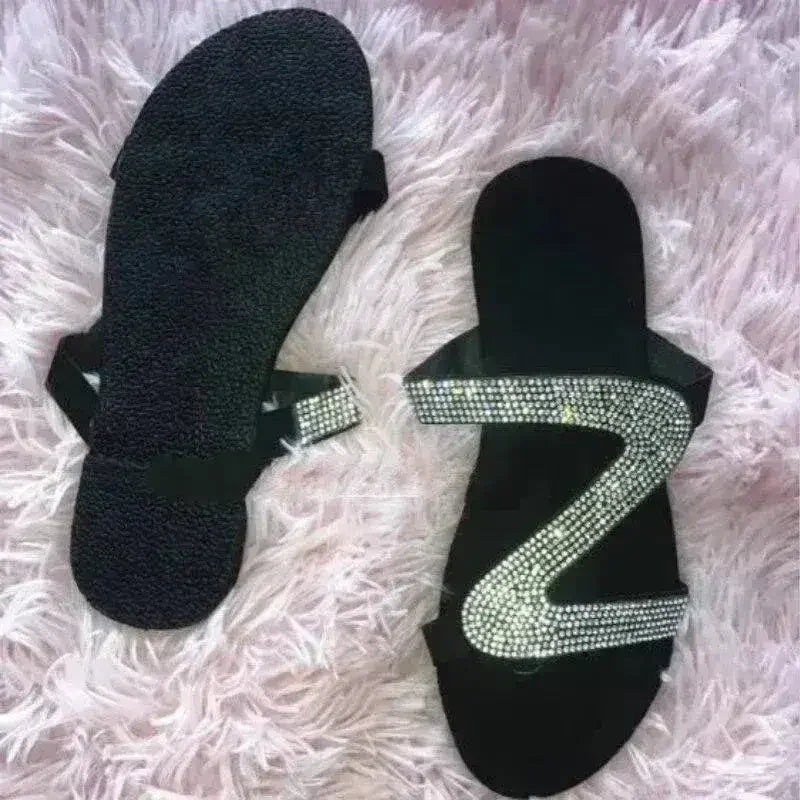 2021 Bling Bling Claquettes Femme Pantoufles pour Plage d'Été