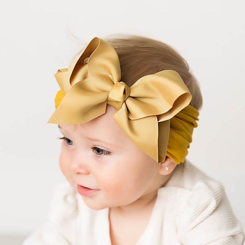 Bandeaux pour bébés filles Accessoires pour cheveux Turban Couleur unie Serre-tête Nœud Accessoires pour filles
