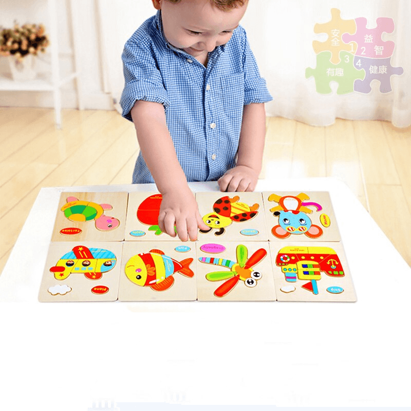 Puzzles 3D en bois Stevvex modernes et intéressants pour l'apprentissage des bébés, puzzles d'animaux de dessin animé et de fruits pour enfants, jouet éducatif intelligent pour enfants