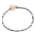 Bracelet fin chaîne serpent couleur argent, de luxe, moderne et de haute qualité, authentique, compatible avec les charms européens pour femmes, avec cœur et étoile