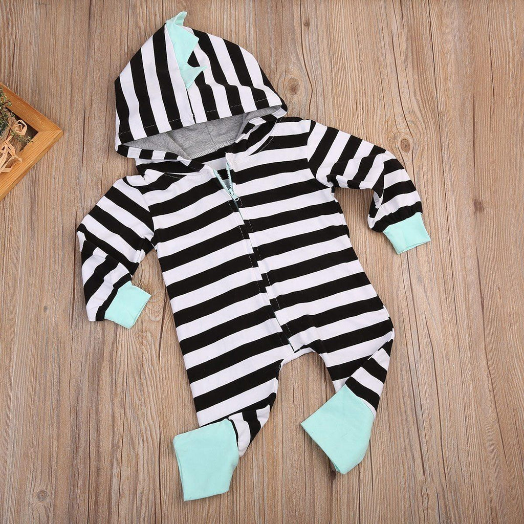 Vêtements Bébé Combinaison à Capuche Rayée Zippée pour Nouveau-Né Fille et Garçon Tenue pour Enfants