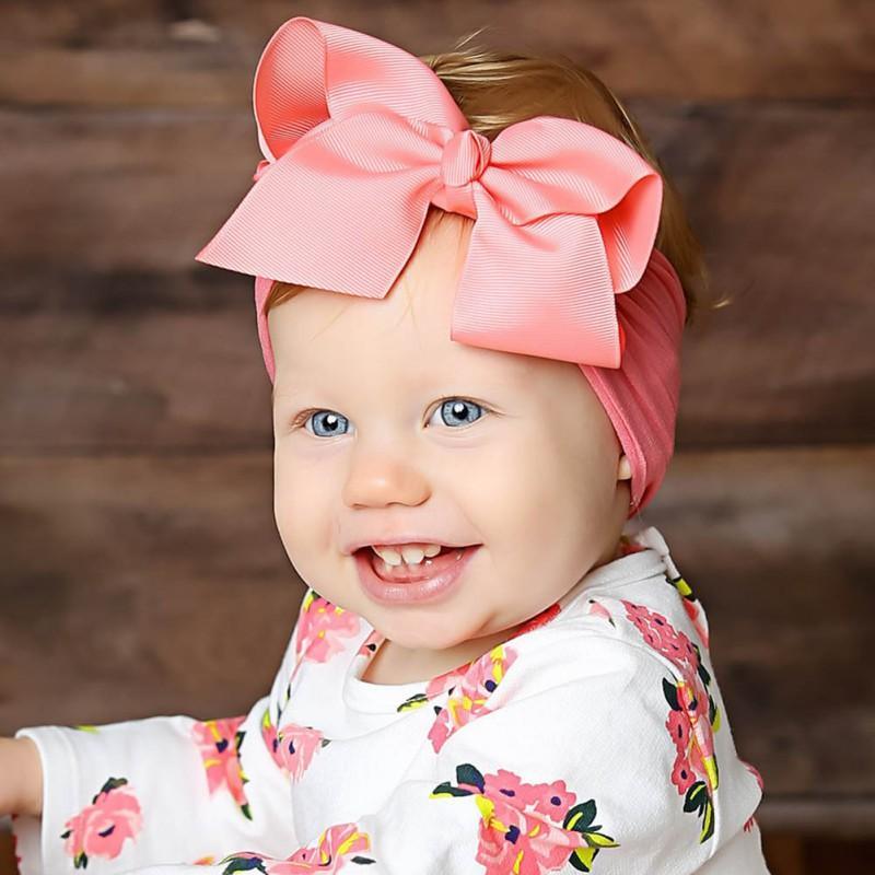 Bandeaux pour bébés filles Accessoires pour cheveux Turban Couleur unie Serre-tête Nœud Accessoires pour filles