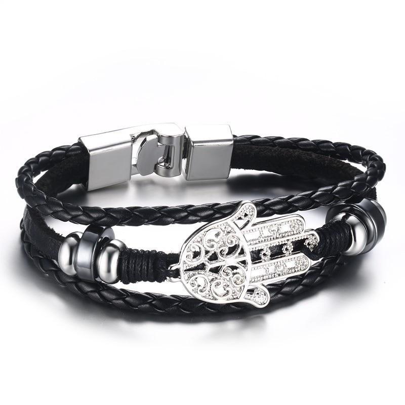 Bracelet en cuir Lucky Vintage pour hommes avec breloque cartes à jouer, tressé multicouche, cadeau pour hommes et femmes