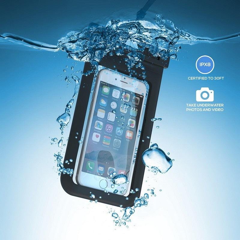 Étui étanche universel pour iPhone X XS MAX 8 7 Coque Housse Sac Étuis Téléphone étanche Coque de téléphone pour photos sous-marines et enregistrement vidéo Téléphone étanche compatible avec iPhone