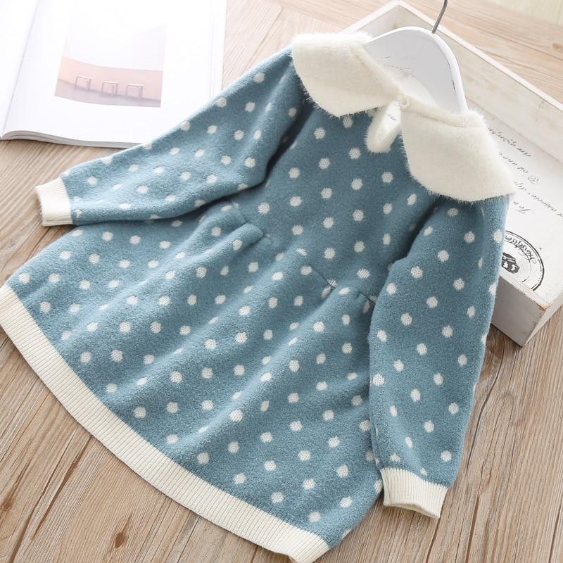 Vêtements tricotés chauds d'hiver en coton moderne pour bébés et tout-petits, hauts et robes pour filles