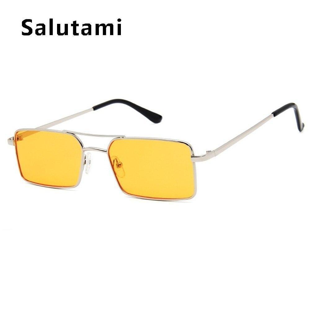 Lunettes de soleil de luxe célèbres Rétro Modernes Carrées Unisexe Homme et Femme avec petite monture en alliage métallique et double pont transparent pour homme