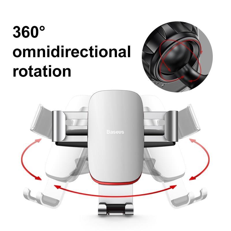 Support de téléphone de voiture avec rotation à 360 degrés pour grille d'aération de voiture / fente CD Support de téléphone portable à gravité en métal