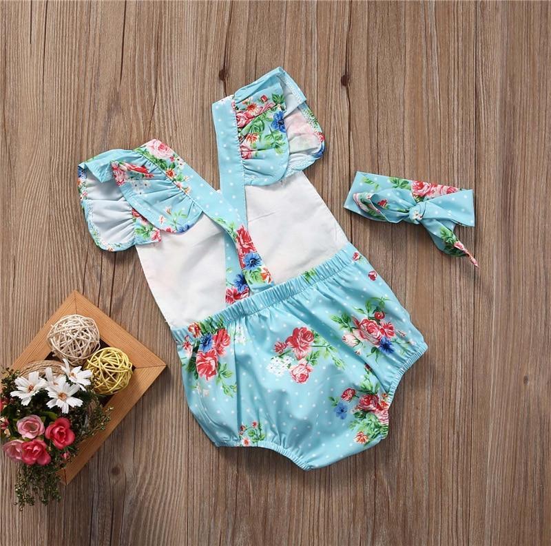 Ensemble de 2 pièces, barboteuse en coton sans manches pour nouveau-né avec bandeau pour fille/garçon, motif décontracté avec nœud
