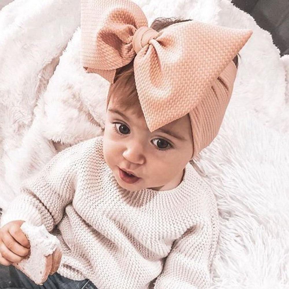 Bandeau réglable avec gros nœud – Bandeaux turban avec nœud oversize pour nouveau-né fille