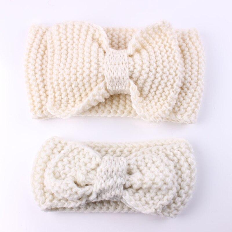 Bandeau élastique fait main pour mère et fille, bandeau tricoté uni avec nœud, accessoires de cheveux pour maman et bébé