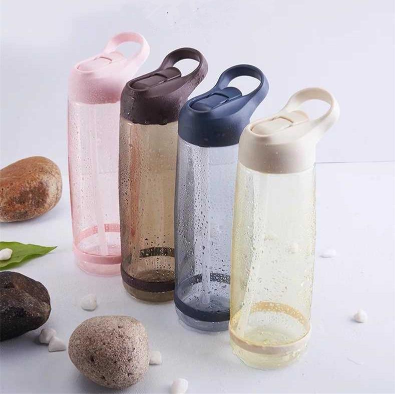 Bouteille d'eau portable avec paille en plastique sain, gourde de voyage pour sport et boissons pour enfants