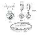 Nouveaux bijoux de luxe estampillés couleur argent Zircon élégant collier, boucles d'oreilles et bracelet en forme de cube carré pour femmes