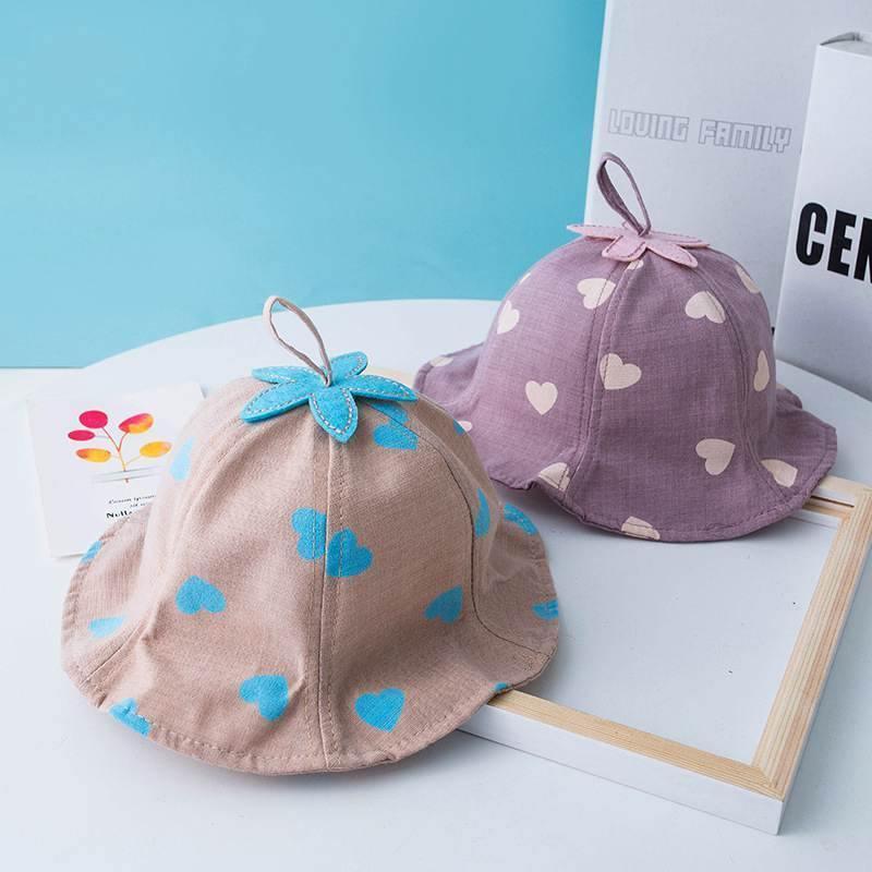 Chapeau de soleil pour bébé motif cœurs, chapeau unisexe pour bébé garçon/fille, bob d'extérieur pour enfants, chapeau de plage pour bébé, bonnet pour filles