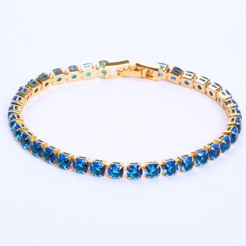 Bracelets de tennis de luxe 4 mm avec diamants brillants, zircon cubique élégant, chaîne Iced Out, bracelet de mariage en cristal pour femmes et hommes en or, argent et design coloré moderne