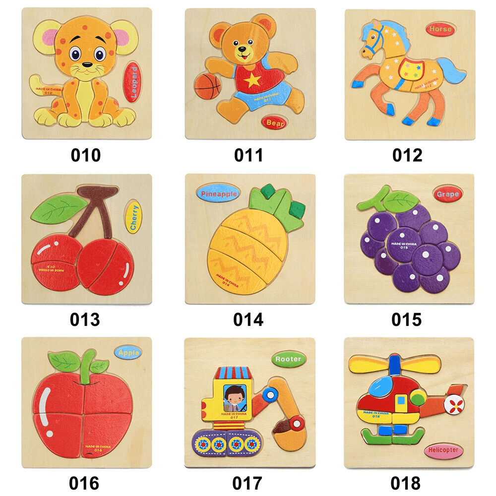 Puzzles 3D en bois Stevvex modernes et intéressants pour l'apprentissage des bébés, puzzles d'animaux de dessin animé et de fruits pour enfants, jouet éducatif intelligent pour enfants