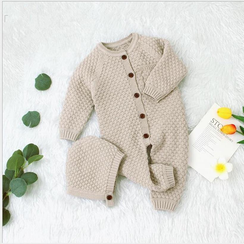 Barboteuse Fille Faite Main Tricotée Vêtements Bébé Naissance Barboteuse Avec Chapeau Combinaison Bébé Tout-Petit Pour Garçons Et Filles Combinaison Chaude Pour L'Hiver