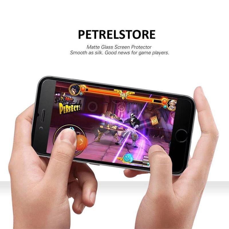 Verre mat dépoli pour iPhone 5 5s 5c SE X XS Max XR, Verre trempé 9H pour iPhone 6 6s 7 8 Plus, Étui de protection en verre, Film en verre trempé compatible avec les étuis, Protecteur d'écran en verre HD clair pour iPhone