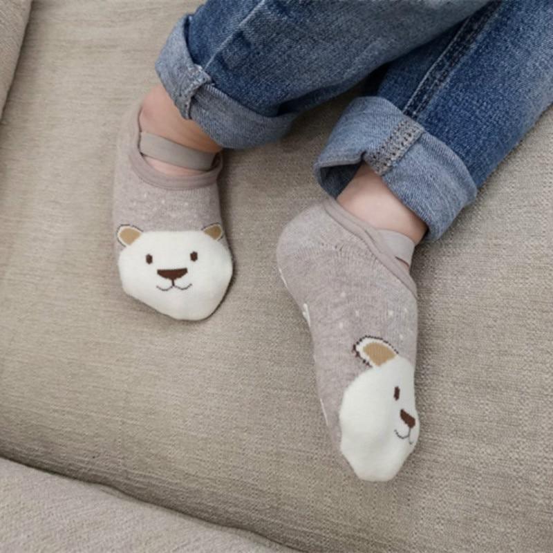 Chaussettes mignonnes antidérapantes respirantes en coton à motif dessin animé pour bébés filles et garçons, extensibles, pour la maison