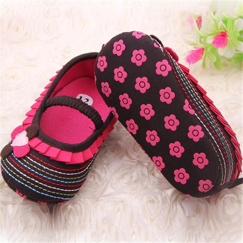 Chaussures Bébé Fleur Volants Premiers Pas Tout-Petits Semelle Souple Patchwork Enfants Confortables Pré-Marcheurs Chaussure