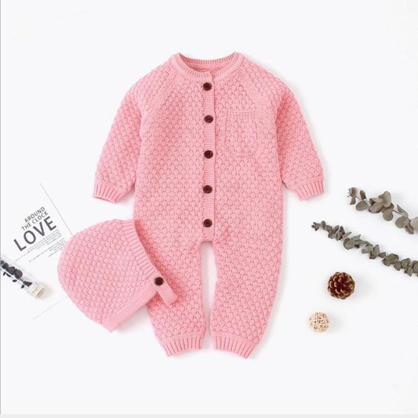 Barboteuse Fille Faite Main Tricotée Vêtements Bébé Naissance Barboteuse Avec Chapeau Combinaison Bébé Tout-Petit Pour Garçons Et Filles Combinaison Chaude Pour L'Hiver