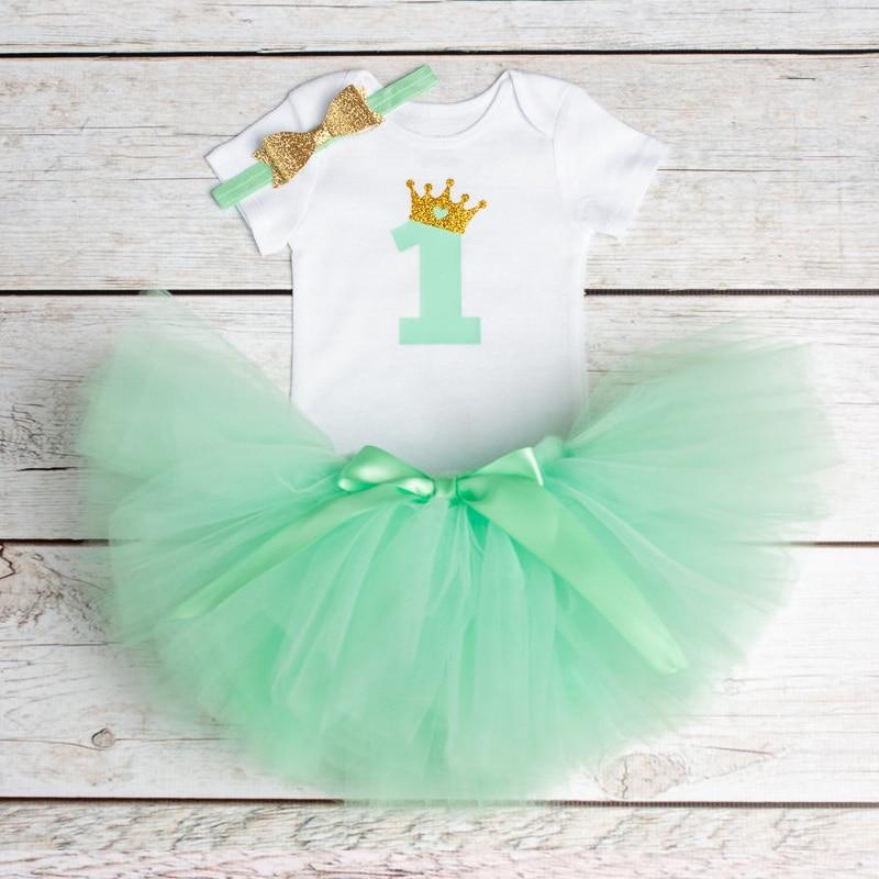 Tenues de premier anniversaire pour bébé, tutu en tulle pour fête d'un an, robe de baptême moelleuse rose pour fillettes