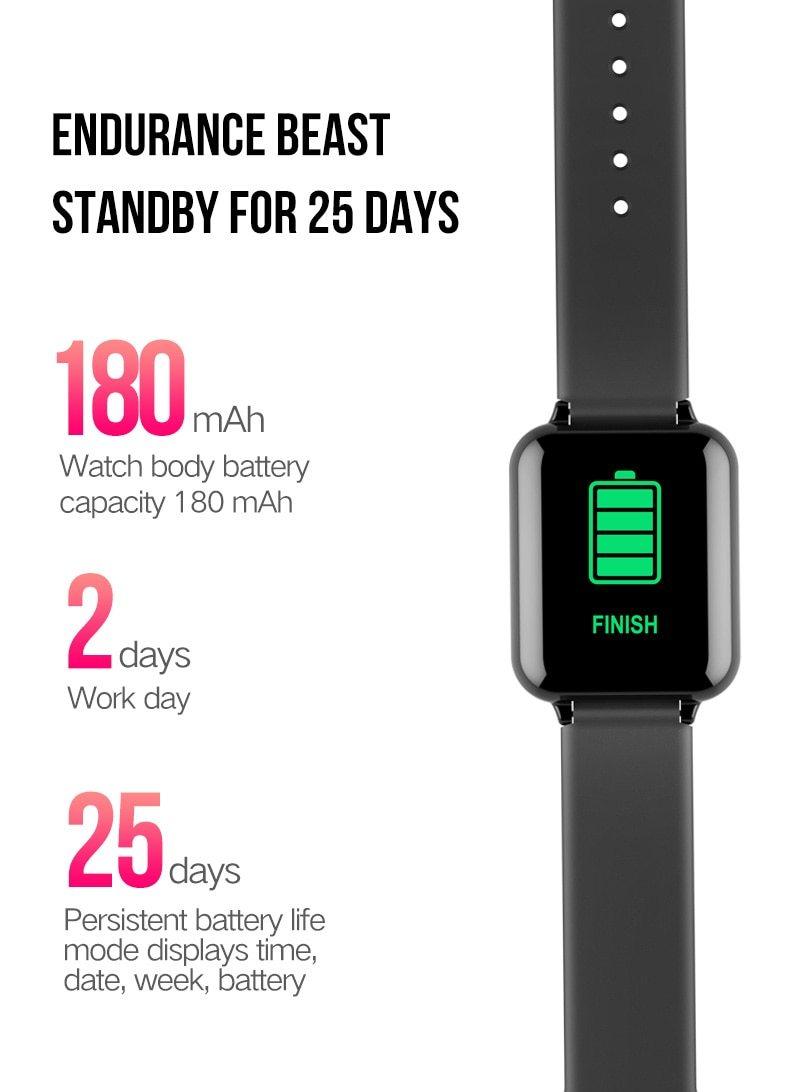 Montre intelligente moderne B57 avec protection étanche IP67, moniteur de fréquence cardiaque et de pression artérielle, montre de sport unisexe pour hommes et femmes
