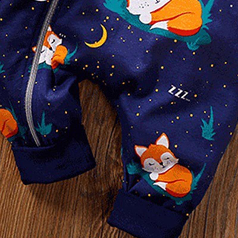 Barboteuses Bébé Combinaisons Chaudes Motif Animaux de Dessin Animé Vêtements à Capuche Zippés Salopette Pour Filles et Garçons Au Design Imprimé Moderne