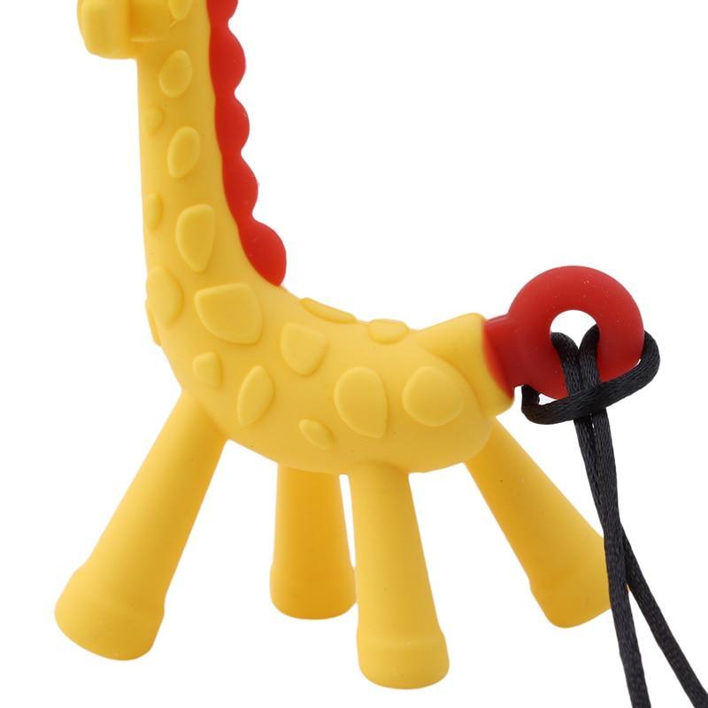 Jouet de dentition unique en silicone en forme de girafe de dessin animé pour bébé, nouveau jouet à suspendre pour l'éveil de bébé