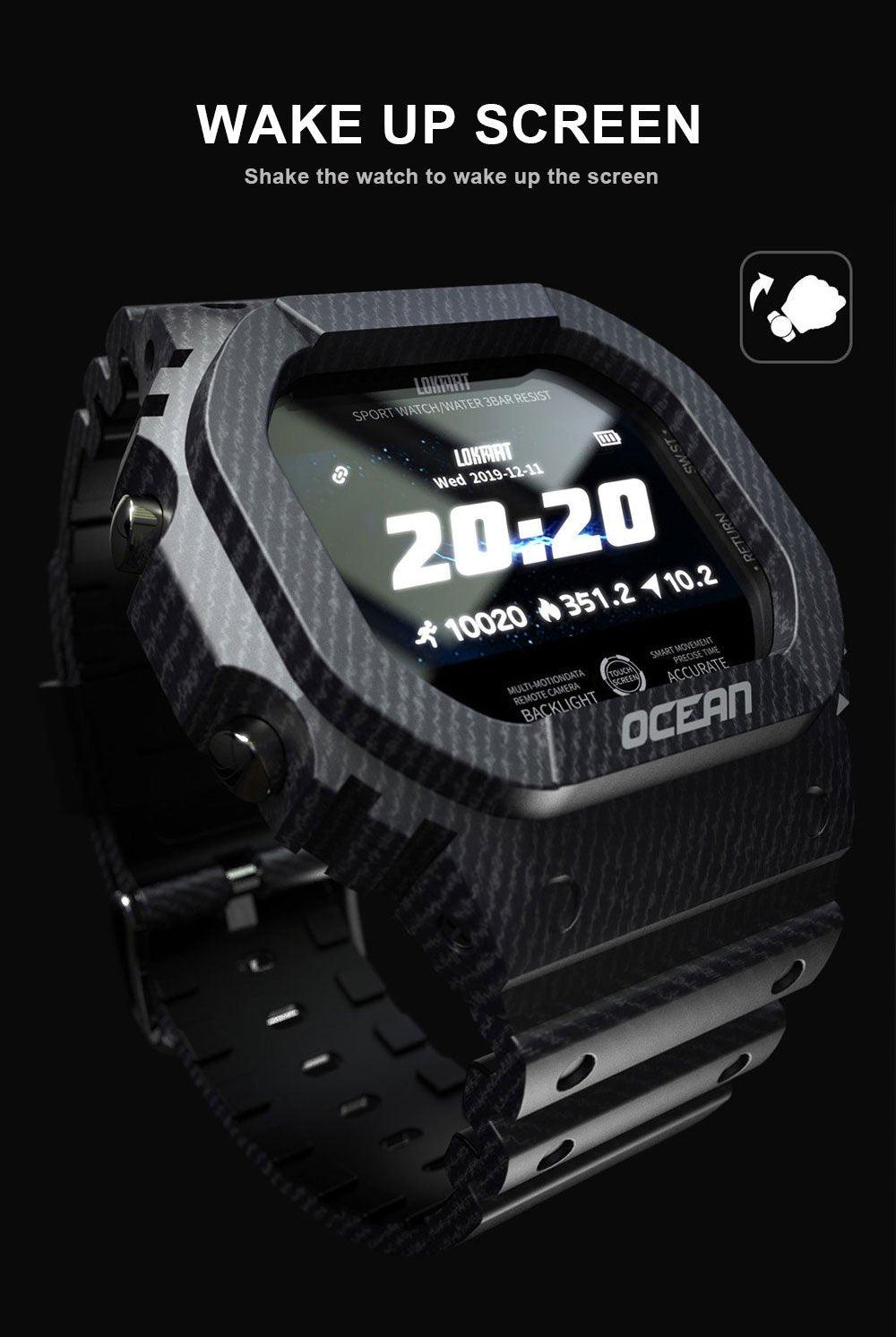 Montre connectée militaire Ocean Army pour hommes et femmes, pour le fitness et le sport, avec suivi de la pression artérielle, notifications de messages, moniteur de fréquence cardiaque et horloge, pour Android