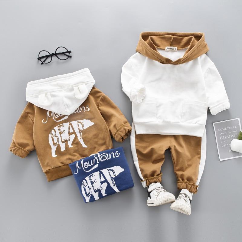 Ensemble de vêtements d'hiver pour nouveau-nés garçons - sweat à capuche et pantalon - 2 pièces - tenue de bébé