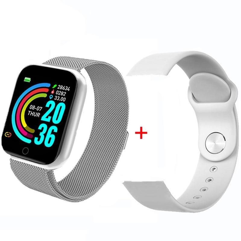 Montre intelligente de luxe, NOUVEAU style, en acier inoxydable, pour femmes et hommes, électronique, sport, bracelet, pour Android IOS, montre connectée carrée