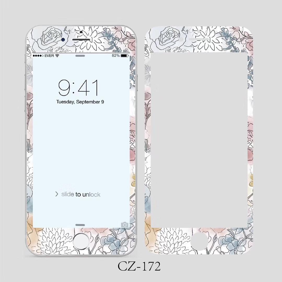 Verre trempé incurvé 3D pour iPhone 6 6s 7 8 Plus, motif fleurs tendance, protecteur d'écran, film de protection, protecteur d'écran en verre trempé conçu pour iPhone