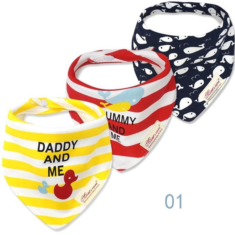 Bavettes bandanas pour bébé Moder, lot de 3 en coton, motifs triangulaires variés pour bébés garçons et filles