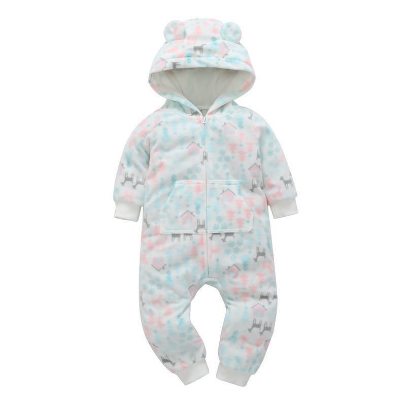 Grenouillère polaire moderne de haute qualité pour nouveau-né, barboteuse de garçon, grenouillère à capuche avec oreilles d'ours pour enfants