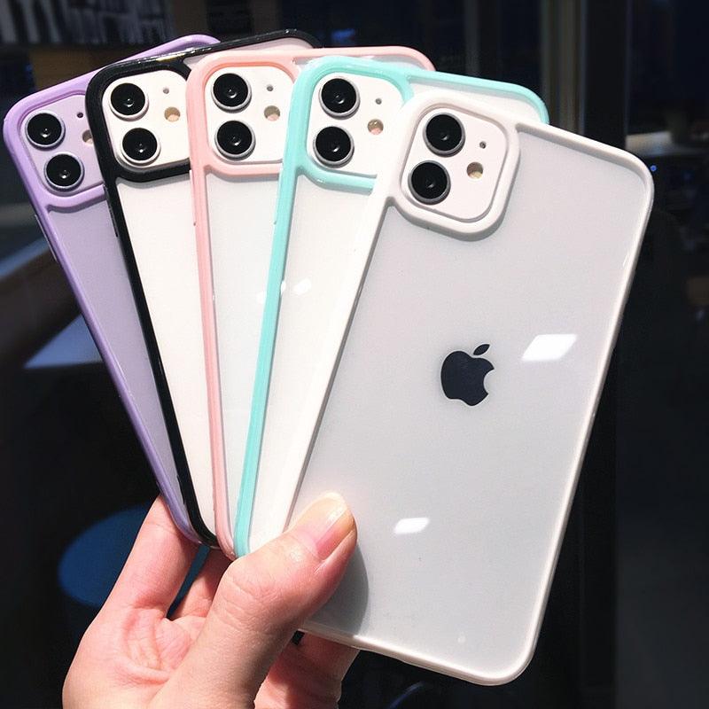 Coque de téléphone antichoc transparente avec pare-chocs pour iPhone 11 12 13 14 Pro Max Mini, motif bonbon mignon, coque rigide de luxe translucide pour iPhone