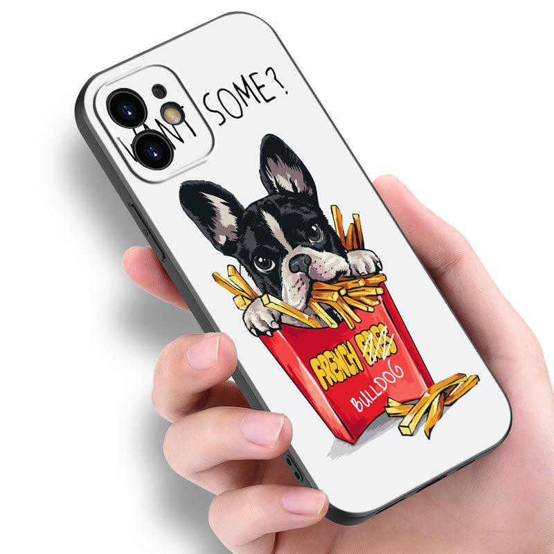 Coque de téléphone chiot bouledogue français mignon pour iPhone 14 13 12 Mini 11 Pro Max 7 8 Xr X Xs 7 8 Plus Se 2020 2022 Housse de téléphone mince transparente en silicone souple et élastique